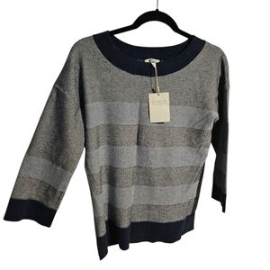 Kinross Women's Black and Gray Striped Sweater